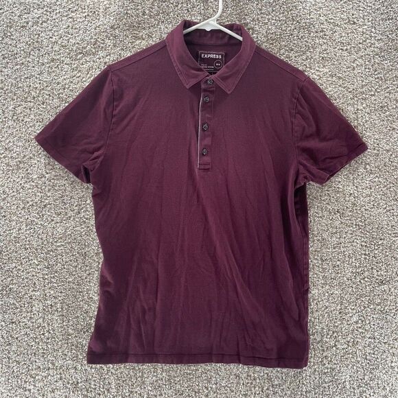 Express Polo Shirt Adult Medium Purple Stretch Moisture Wicking Cotton Preppy - Picture 1 of 11